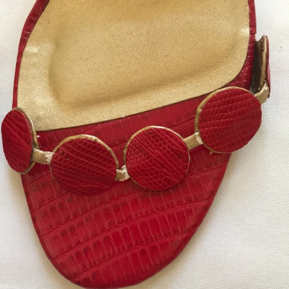 COPY - Colin Stuart red & gold strappy high heel sandal 9 - Picture 3 of 8